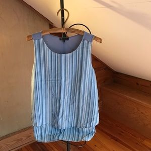 DG2 Diane Gilman Blue Soft Denim Striped Tank Top, EUC, M